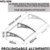 MAKA pensilina policarbonato tettoia trasparente fume modulare estensibile resistente