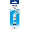 Epson EcoTank, Serie 102, Flacone Inchiostro per Stampanti EcoTank, Single Pack 1 Colore (Ciano), 70 ml, Inchiostri Dye e Pigmentati