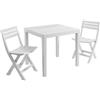 BricoShop24 Set Tavolo e 2 Sedie Bianco Pieghevoli in Resina da Giardino Balcone Plastica