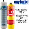 OXYTURBO Coppia bombole (1 Turbo Gas 400 gr + 1 Ossigeno 1 Lt ) per Turbo Set 110 e 200