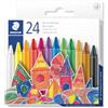 STAEDTLER 220 08 C24 - Pastelli a cera, larghezza tratto: 8 mm, colori assortiti, confezione da 24