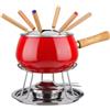 eva SET FONDUTA 12 PEZZI BOURGUIGNONNE EVA ROSSO LUCIDO 6 FORCHETTE MANICO LEGNO