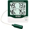 Extech 445713 Igro-Termometro Int/Est Cifra Grande, Sonda Remota | Temp e umidità int/est, sonda remota, min/max, icone comfort, montaggio parete o scrivania