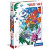 Clementoni 23754, Super Friends Supercolor Maxi Puzzle for Children -104 Pieces,