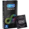 Durex Preservativi Retard, con Benzocaina 5%, Forma Easy-On, 6 Profilattici