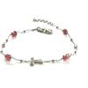 BRACCIALE ARGENTO 925 CON TORMALINA ROSA SFACCETTATO E CROCE TAU 18 - 20 CM
