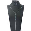 T.B.T.-Gioielli Orecchini Collana Lunga Cristalli Set Donna Elegante Brillante Argento Azzurro