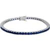 Gold Gala BRACCIALE TENNIS IN ARGENTO 925 RODIATO UOMO DONNA ZIRCONI VERDI E BLU ZAFFIRO