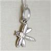 CIONDOLO ORO BIANCO 750 18K, LIBELLULA, PENDENTE, LUNGHEZZA 1.7 CM