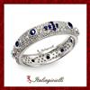 Prezioso Anello Rosario Zaffiro Donna in Argento 925 Rodiato Oro Bianco