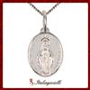 Collana Medaglia Madonna Miracolosa in Argento 925 Rodiato Oro Bianco