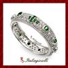 Prezioso Anello Rosario Smeraldo Donna in Argento 925 Rodiato Oro Bianco