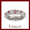 Prezioso Anello Rosario Rubino Donna in Argento 925 Rodiato Oro Bianco