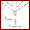 Collana Rosario Donna con Croce e Madonna in Argento 925 Rodiato Oro Bianco