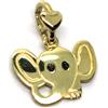 CIONDOLO PENDENTE IN ORO GIALLO 9K, ELEFANTE, PICCOLO, LUNGHEZZA 12 MM