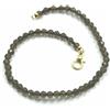 BRACCIALE IN ORO GIALLO 18K, PERLINE SFACCETTATE DI QUARZO FUME', 18.5 O 21 CM