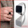 Cesare Paciotti Jewels anello chevalier uomo argento 925 con pietra onice nera d'argento da mignolo per