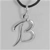 CIONDOLO IN ORO BIANCO 18K CON INIZIALE B LETTERA B LUCIDA 2.1 CM CON CORDINO