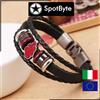 Bracciale Uomo Cosplay Nuvola Rossa Akatsuki Red Cloud Filo Intrecciato Cuoio