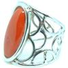 Gioiello del Mare ANELLO IN ARGENTO 925 RODIATO ORO BIANCO CON CABOCHON CORALLO TORRE DEL GRECO