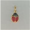 Artigiano Toscano COCCINELLA ROSSA CIONDOLO PENDENTE COLLANA UOMO DONNA ORO GIALLO 18KT 750 CHARM