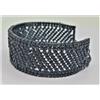 Produzione Bigiotteria Aretina NUOVO BRACCIALE DONNA SCHIAVA APERTO RETE ZIRCONI CRISTALLI NERO RUTENIO DARK