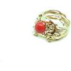 Gioiello del Mare ANELLO IN ARGENTO BAGNATO ORO GIALLO CON CORALLO FILO DELLA VITA TORRE DEL GRECO