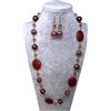 T.B.T.-Gioielli Orecchini Collana Lunga in Cristalli e Pietra Donna Moda Elegante Rosso Mattone