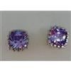 ORECCHINI LOBO DONNA QUADRATO CRISTALLO ZIRCONE VIOLA GLICINE ALTA BIGIOTTERIA