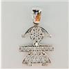 Artigiano Toscano CIONDOLO BAMBINA BIMBA FIGLIA ORO BIANCO ZIRCONI DIAMANTE PENDENTE COLLANA DONNA