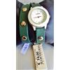 K&BROS v90 OROLOGIO K&BROS VERDE BIANCO DORATO PELLE HIP HOP DONNA BORCHIE