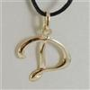 CIONDOLO IN ORO GIALLO 18K CON INIZIALE D LETTERA D LUCIDA 2.1 CM CON CORDINO
