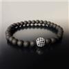 Bracciale Perle Opache con SFERA PAVÉ Zirconi neri nero Uomo Donna no Swarovski