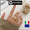 Set 5 Anelli Donna Dorati in Metallo con Simboli Farfalle Stelle e Perlina