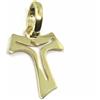 CIONDOLO CROCE TAU IN ORO GIALLO 18K, SAN FRANCESCO CON CRISTO, 2.1 O 2.6 CM