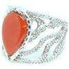 Gioiello del Mare ANELLO IN ARGENTO 925 RODIATO ORO BIANCO CON CORALLO SARDO MADE TORRE DEL GRECO