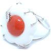 Gioiello del Mare ANELLO IN ARGENTO 925 RODIATO ORO BIANCO CON CORALLO E AGATA TORRE DEL GRECO