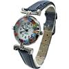 LE GEMME DI VENEZIA Orologio Donna Acciaio Pelle watch in Vetro di Murano Murrina Millefiori con str