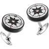 ZANCAN Gemelli Zancan HI TECK Uomo acciaio EHG034 cufflink polsini ROSA DEI VENTI nero