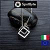 Collana Uomo Punk Hollow Cube Cubo Quadrato Vuoto Idea Regalo Acciaio Inox
