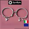 Coppia Bracciali Uomo Dinna Astronauta Filo Acciaio Intrecciato Space Lovers
