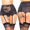 Reggicalze 6 Ganci Stile Corsetto Vita Alta Pannello Centrale in Pizzo S -> XXL