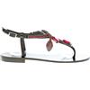 EMANUELA CARUSO scarpe donna Sandalo basso infradito nero snake pietre rosso
