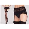 Silky SSBWL Reggicalze Alto Ampio con 4 Ganci / Giarrettiere in Raffinato Pizzo Nero