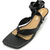 Coral Blue K222.21 sandalo infradito pelle nero cinturino tacco 3cm D