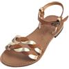 Sandali 100% Salento® Sandali Oro da donna con cinturino alla caviglia IN PELLE e cuoio 100% Salento