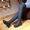 stivali stivaletti scamosciati pelle sintetica coscia blu alti donna 5 cm 38