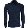 Camicia Uomo Cotone Slim Fit Sartoriale Manica Lunga Bianca Nero Blu Celeste