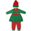 Nazareno Gabrielli Completo neonato natalizio Elfo Natale 2pz bimba gonnellina con cappellino 5789