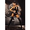 WARM UP Sexy Calze Autoreggenti da Reggicalze PVC Nere Lucide Effetto Latex